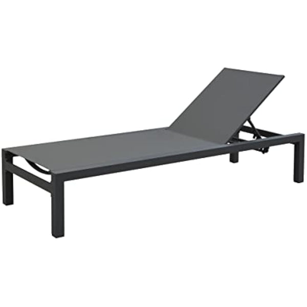 Garden Store Direct GSD Sydney Aluminium Dining Sets w/Textured Glass Table Tops, Paded Weatherproof Textilene Stacking Chairs (Sydney Sunlounger)