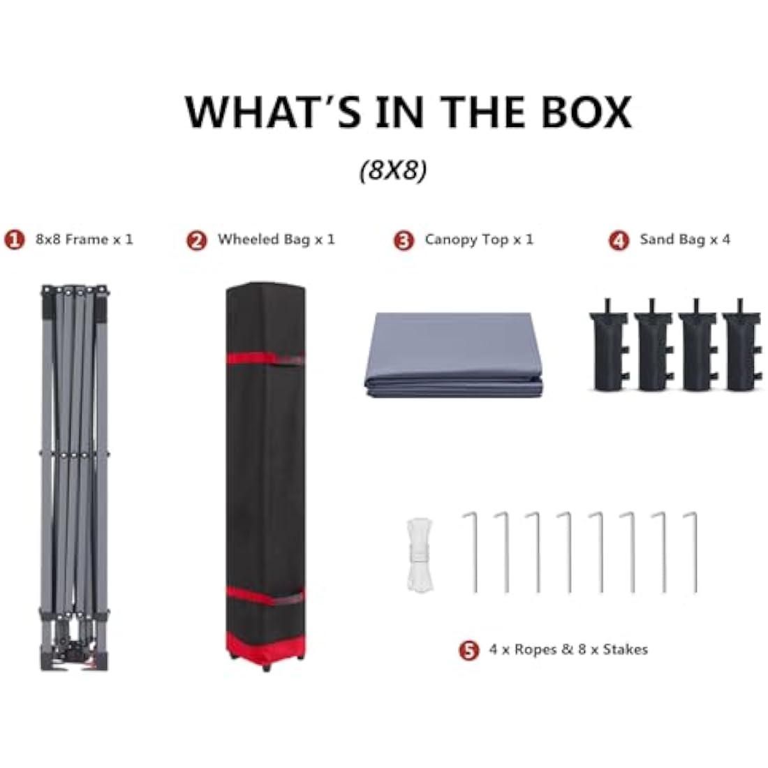 ABCCANOPY 2.5x2.5M Pop Up Gazebo Commercial Gazebo With Upgraded Roller Bag, 4 Weight Bags, Stakes and Ropes (Grey)