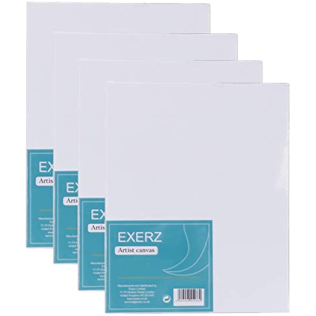 Exerz 40x50cm Pre-Stretched Canvas 4pk - 1.7cm Artist Framed Canvas Blank/ 280GSM 100% Cotton/Triple Primed/Acid Free/Medium Grain/Professional Artist Acrylic Paint, Oil Paint