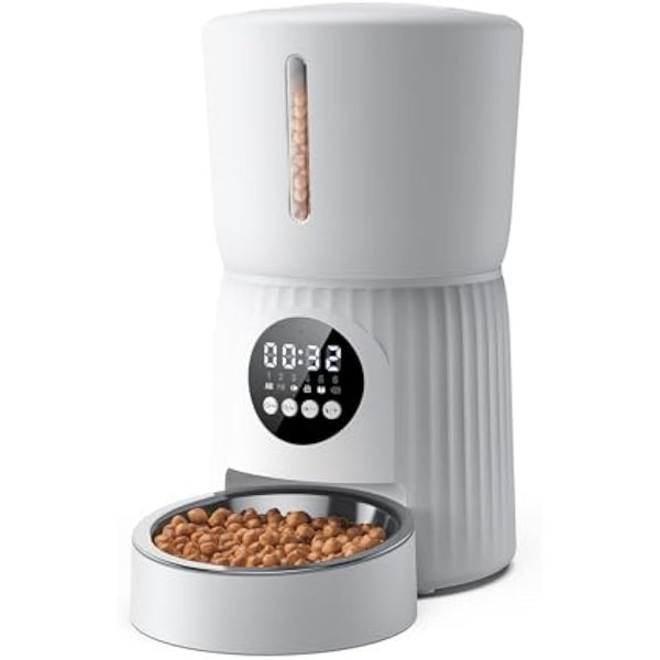 Faroro Automatic Cat Feeder, 4L Cat Feeder with Timer up to 6 Meals Per Day, Portion Control, 30s Voice Recording, Suitable for Small and Medium Pets