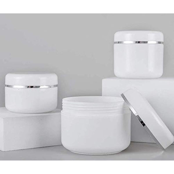 100ML White Plastic Cosmetic Jars Slime Jars Storage Cosmetic Containers Pots Jars with Screw on Lids and Liners for Lotions Creams and Body Scrub- 6 Pack