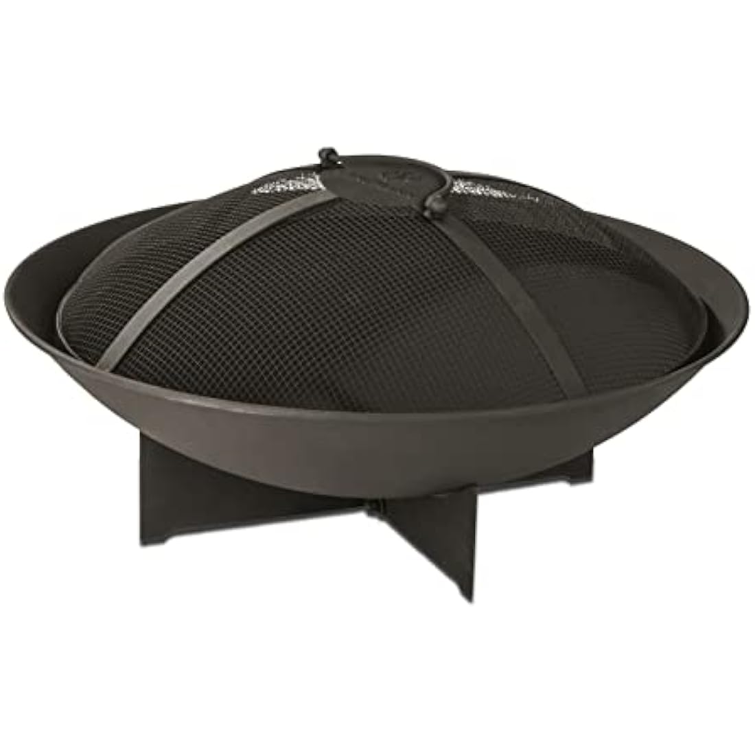 Landmann Fire Basket - 60.5 cm | Made of Powder-Coated Steel - Weatherproof and Stable | With Spark Guard for 360° Visibility & Protection from Sparks | Practical Carry Handle & Sturdy Base [Black]