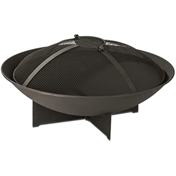 Landmann Fire Basket - 60.5 cm | Made of Powder-Coated Steel - Weatherproof and Stable | With Spark Guard for 360° Visibility & Protection from Sparks | Practical Carry Handle & Sturdy Base [Black]