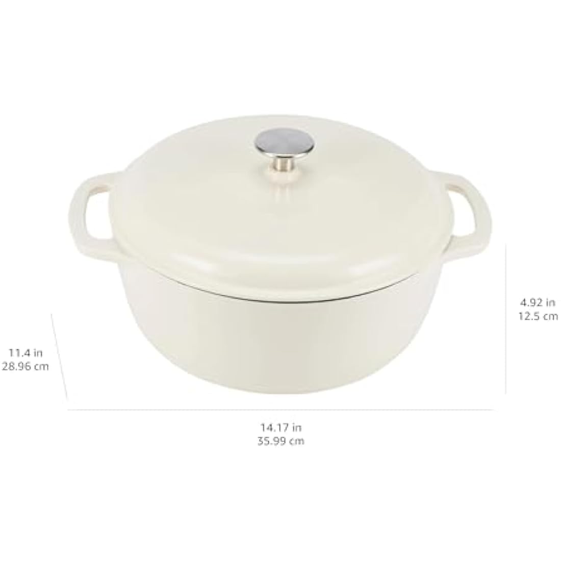 Amazon Basics Round Enameled Cast Iron Covered Dutch Oven, 5.7 L, White