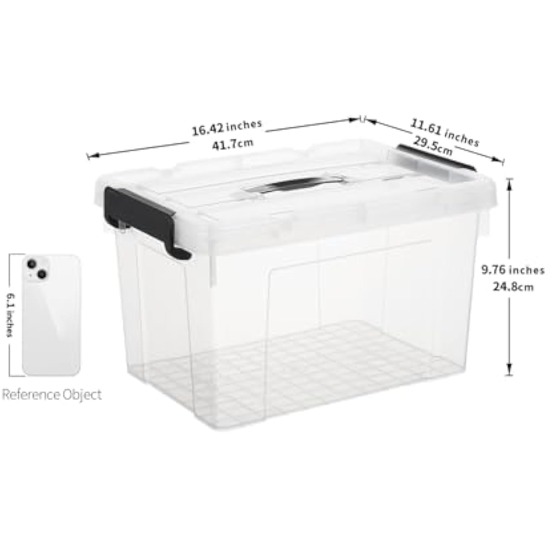 Cetomo 20L*4 Storage Boxes, Carry Plastic Storage Box with Lids, Organizing Container with Handle and Secure Latching Buckles, Stackable, Nestable, Tote Bin for Home Office Clothes, 20L-4Pack, Clear