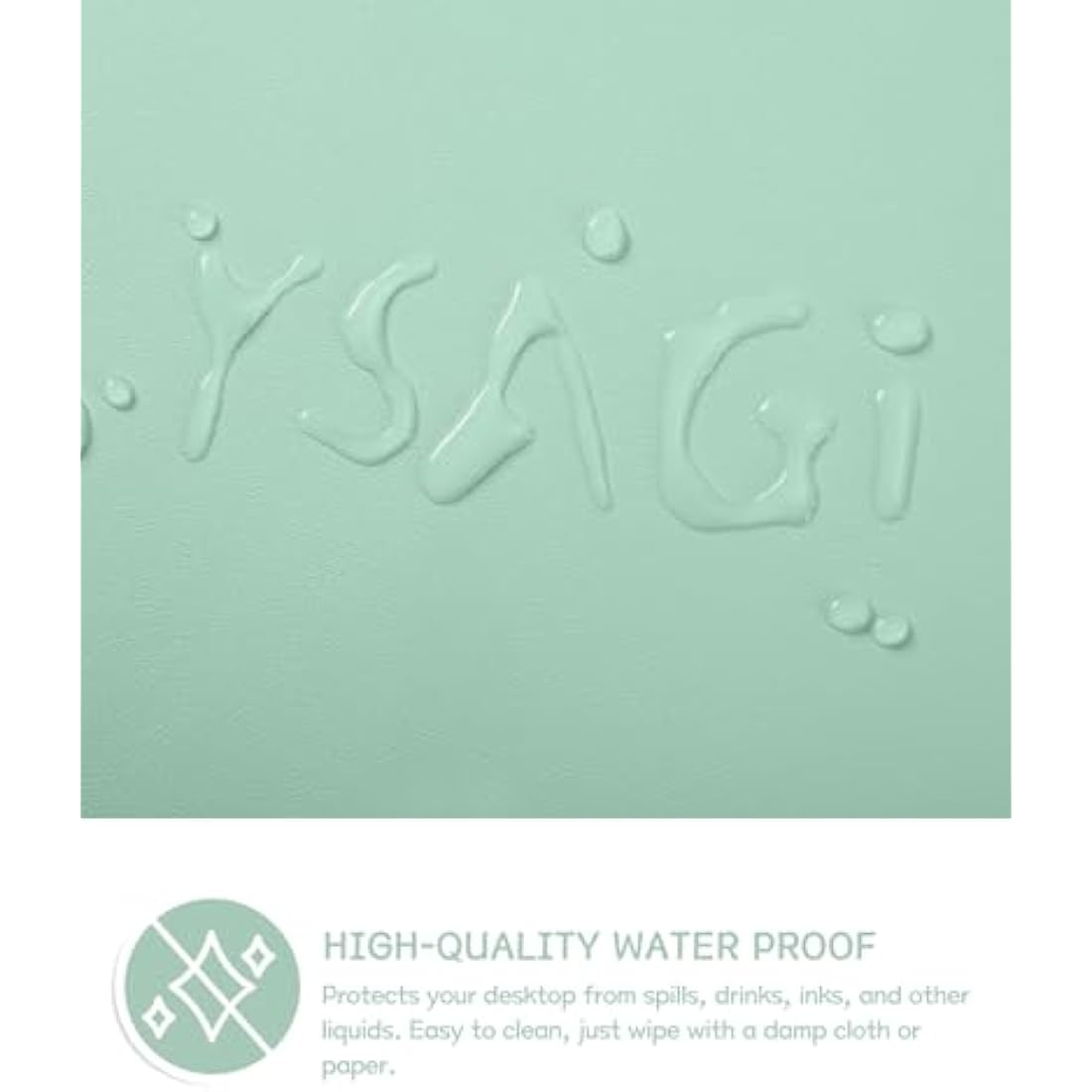 YSAGi Non-Slip Desk Pad, Waterproof PVC Leather Desk Table Protector, Ultra Thin Large Mouse Pad, Easy Clean Laptop Desk Writing Mat for Office Work/Home/Decor (90 x 43 cm, Light Green)