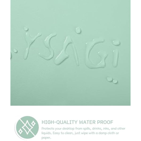 YSAGi Non-Slip Desk Pad, Waterproof PVC Leather Desk Table Protector, Ultra Thin Large Mouse Pad, Easy Clean Laptop Desk Writing Mat for Office Work/Home/Decor (90 x 43 cm, Light Green)