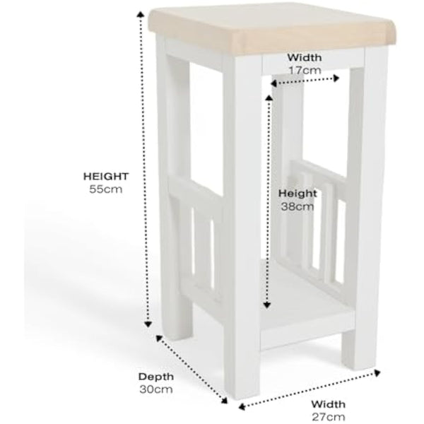 GROFurniture Snow White Side Table, Painted White End Table for Living Room, Slim Side Table or Small Bedside Table for Bedroom - Ready Assembled