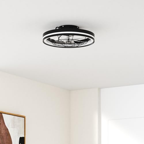 Airwit 48cm Silent Ceiling Fan with Light and Remote Control, Dimmable Lamp Ceiling Fan Modern with DC Reversible Motor, Chandelier Fan for Bedroom,