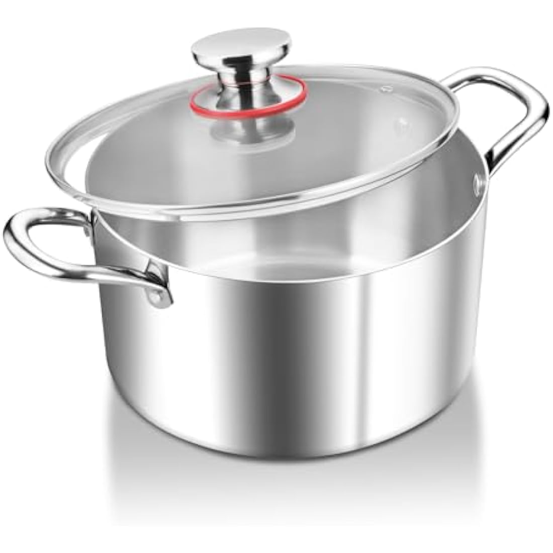 HaWare 5.8L Stock Pot, Tri-Ply Stainless Steel Soup Pot with Visible Lid, 24cm Cooking Induction Stockpot for Pasta/Meat/Soup, Suit for All Kitchen Stove Top, Healthy & Non Toxic, Easy Clean