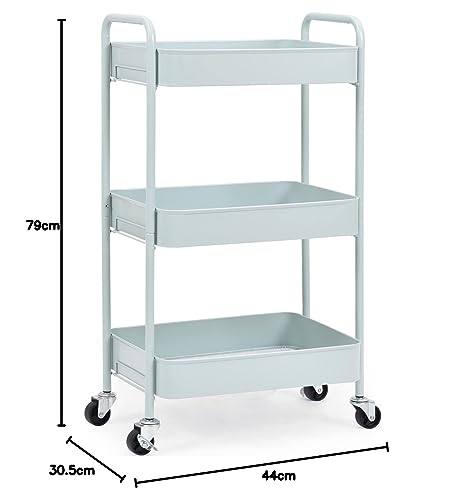 KINGRACK Kitchen Trolley, 3 Tier Rolling Trolley, Metal, Serving Trolley with Wheels Handles, Shelf Trolley for Office, Salon, All-purpose Trolley for