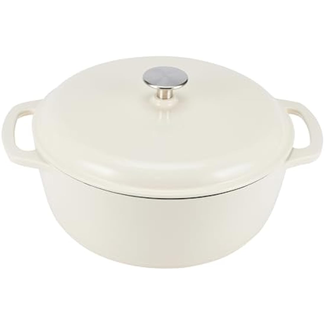 Amazon Basics Round Enameled Cast Iron Covered Dutch Oven, 5.7 L, White