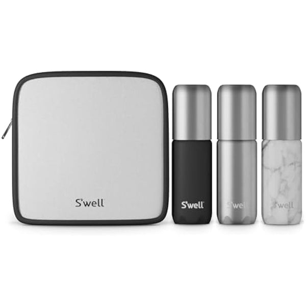 S'well 3.4oz Travel Bottle Set - Includes 3 Lightweight & Recyclable Aluminum Bottles - Leak-Proof Pumps are Suitable for a Range of Liquid Soaps, Lotions, Sanitizers & More - TSA Carry-On Approved
