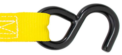 STANLEY S1007 Black/Yellow 1.5" x 16' Ratchet Tie Down Straps - 1,100 lb Safe Working Load / 3,300 lb Break Strength, 2 Pack