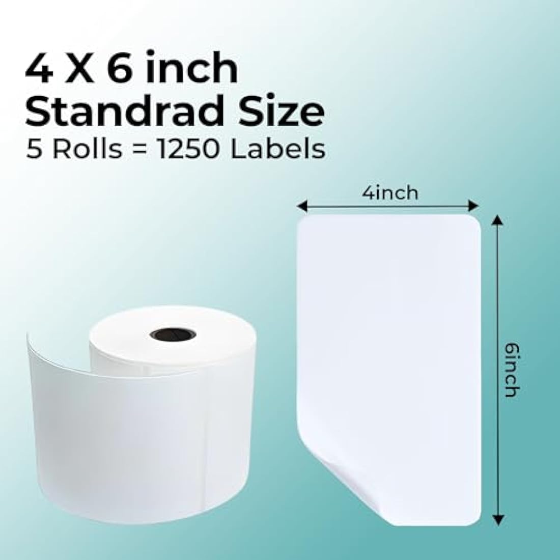 Double Dragon, 5 Rolls, 1,250 Premium Coated Direct Thermal Labels, 4” x 6”, 100x150mm, Self-Adhesive, Compatible with Zebra, MUNBYN, Rollo, TSC, Toshiba, Citizen, Direct Thermal Label Printer, GK420d