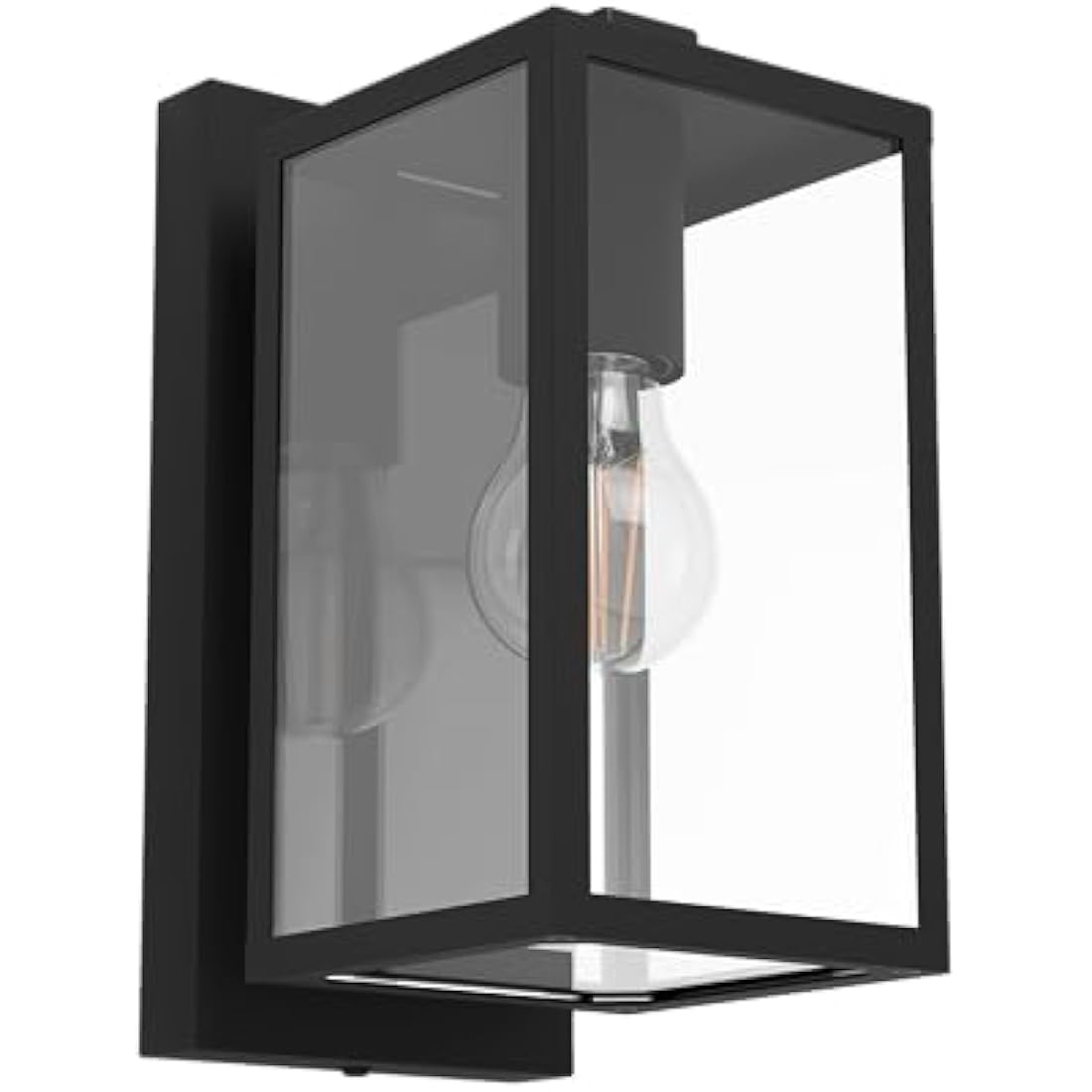 Eglo Outdoor Wall lamp Budrone, Outside Porch Lighting, Vintage Porch Lighting, Made of Metal in Black and Glass in Transparent, E27 Socket, IP44
