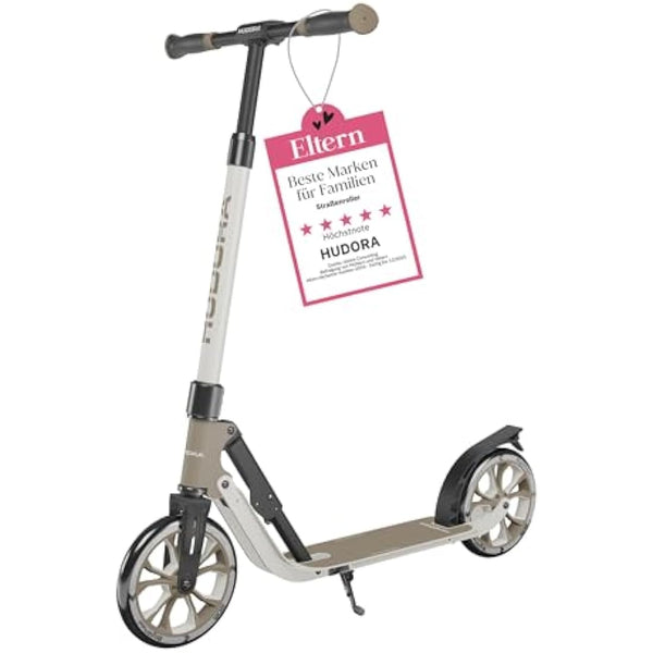HUDORA BigWheel 205 Advanced Scooter - Comfortable aluminium scooter for up to 100kg - Height-adjustable & foldable kick scooter - Kick scooter for children/teenagers & adults