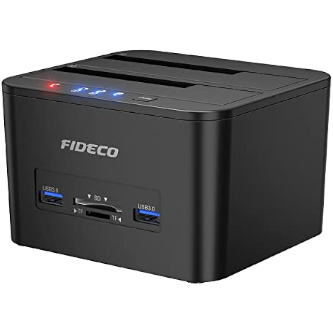 FIDECO Docking Station, USB 3.0 Hard Drive Docking Station for 2.5 and 3.5 inch SATA HDD or SSD, Support Offline Clone, TF & SD Card Reader, and 2x 18TB Hard Drives