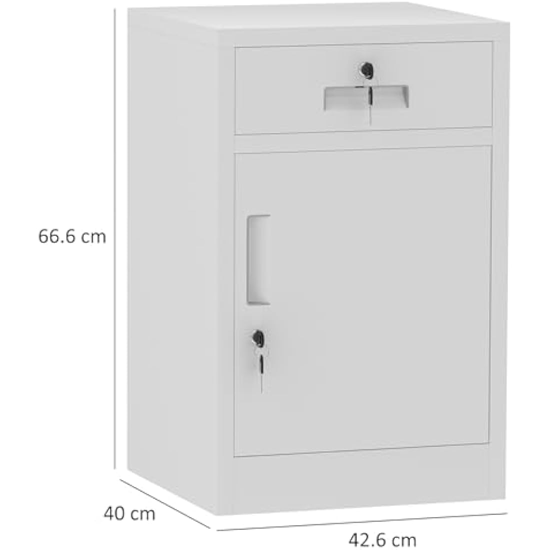 JINGUR Metal Storage Cabinet with Locking Door and Drawer, Lockable Drawer Chest with Adjustable Shelf for Home Office Bedroom Living Room (White)