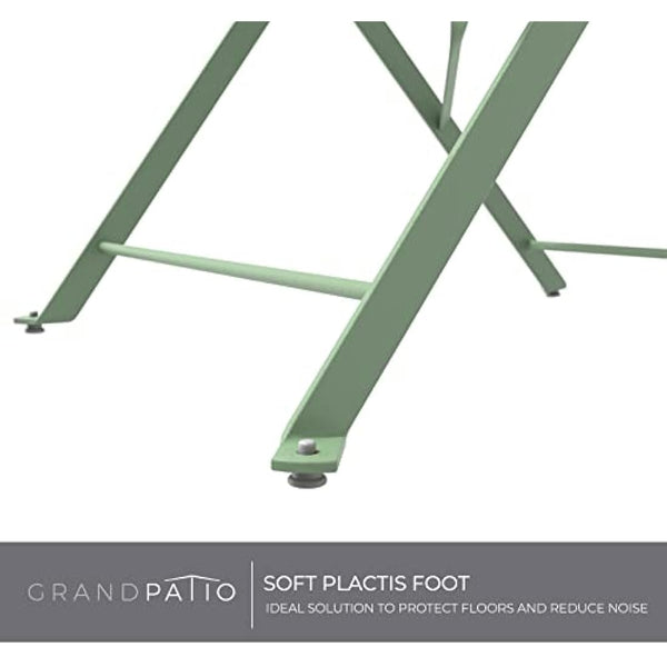 Grand patio Folding Bistro Set 3 Pieces, Conversation Set, Folding 2 Chairs and 1 Table, Weather Resistant, Patio Table Chairs for Balcony,Yard, Garden (Sage Green)