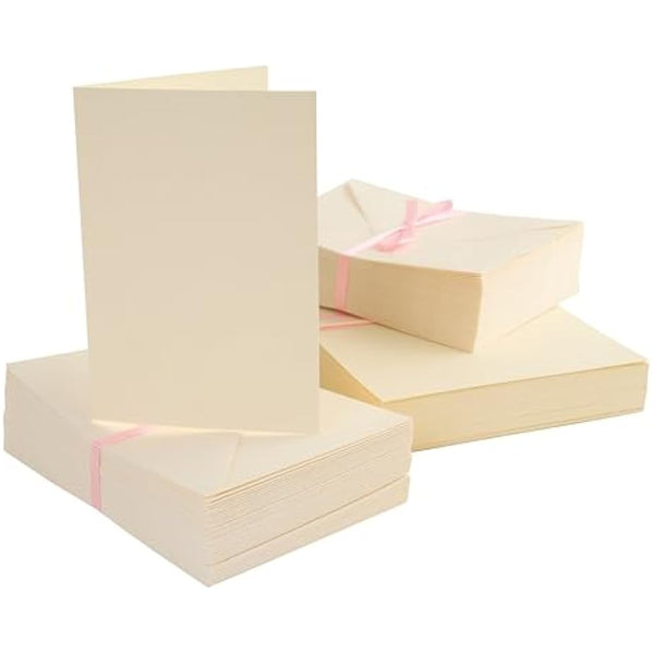 Anita's Plain, Blank Cards & Envelopes, A6, Cream, Pack of 100, for Home, Wedding, Birthday, Christmas, Thank You, Art & Craft, Scrapbooking Supplies, Baby Shower, Card Making