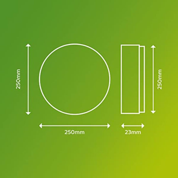 Philips LED SuperSlim Outdoor Ceiling Light 15W [Cool White - Black] Water Resistant IP54, For Garden, Patio and Terrace Lighting.