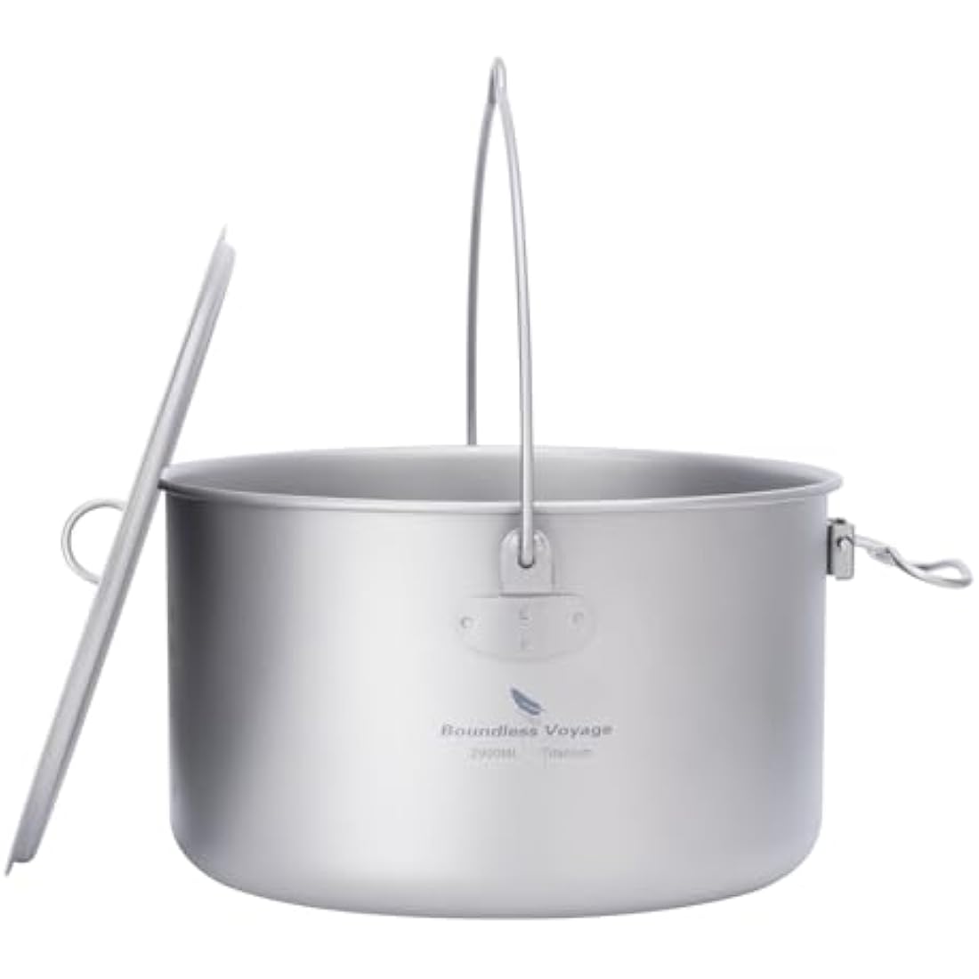 iBasingo 2.9L Titanium Campfire Cooking Pot Camping Cookware Tripod Cooking Pot with Lid Outdoor Lightweight Large Capacity Hiking Picnic Travel Bush Portable Hanging Saucepan Ti2045C