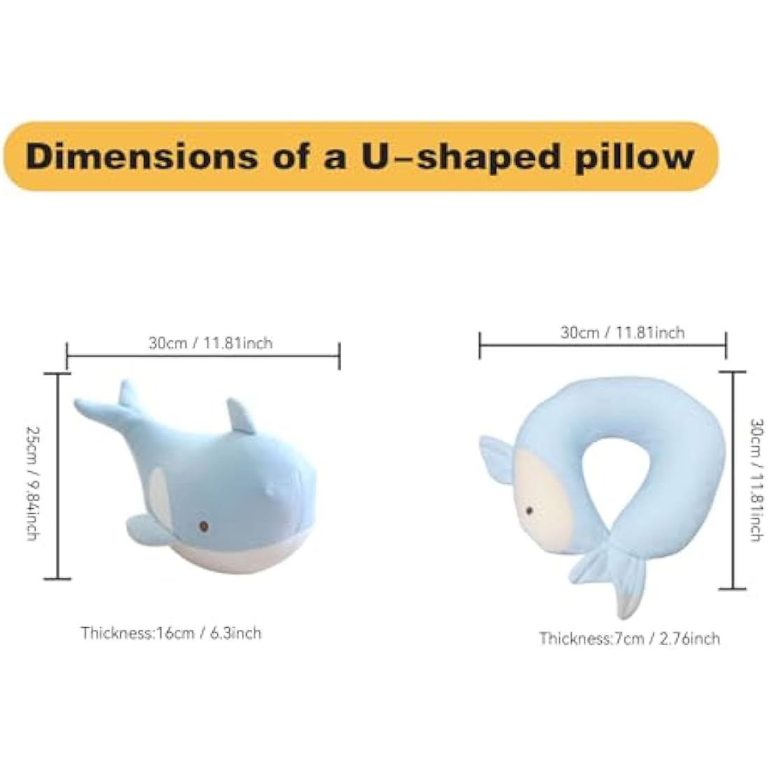 JOYRAVO Kids Travel Pillow - 2-in-1 Deformable Neck Pillow, Soft U-Shaped Pillow with Cute Plush Animals Comfy Sleep and Play Companion for Airplanes, Cars, and Travel - Blue Whale