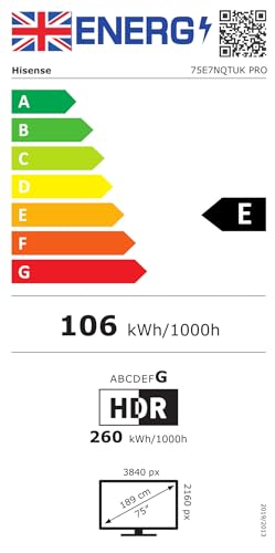 Hisense 55 Inch 4K QLED Smart TV 55E77NQTUK - Quantum Dot Colour, 4K AI Processor, Dolby Vision Atmos, Smooth Motion, Sports Mode, Vidaa OS with Freely, Youtube, Netflix and Disney+ (2024 Model)