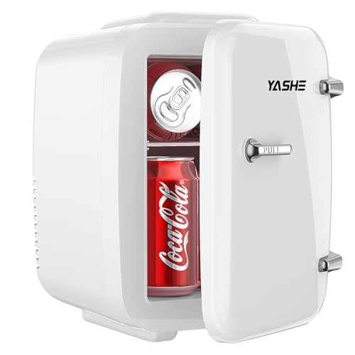 YASHE Mini Fridge 4 Liter/6 Cans Small Refrigerator for Skincare 110V AC/ 12V DC, Black