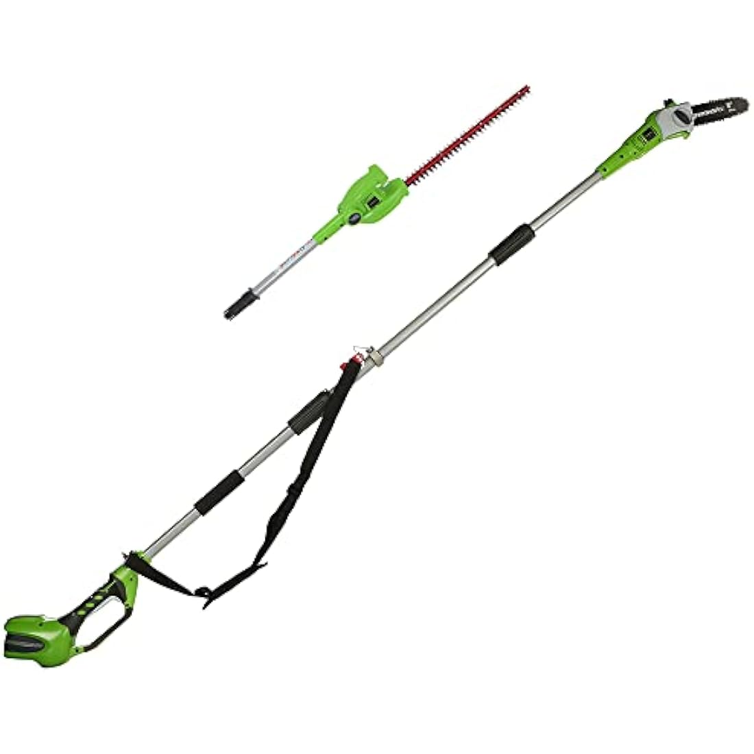 Greenworks G40PSH Cordless 2-in-1 Pole Saw and Pole Hedge Trimmer with Shoulder Strap, Pole Saw 20cm Bar, Trimmer 51cm Dual Action Blades, WITHOUT 40V Battery & Charger, 3 Year Guarantee