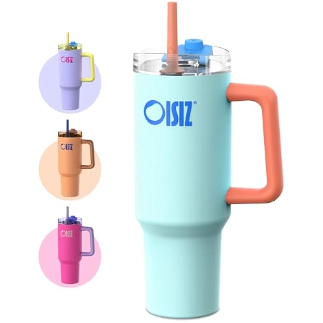 OISIZ 40oz Tumbler with Handle Water Bottle with Straw Lid 1200ml Stainless Steel Drink Cup Reusable Insulated Vacuum Cup Travel Coffee Mug Travel Cup Cupholder Friendly,Leak Proof,Keep Cold for 32Hr