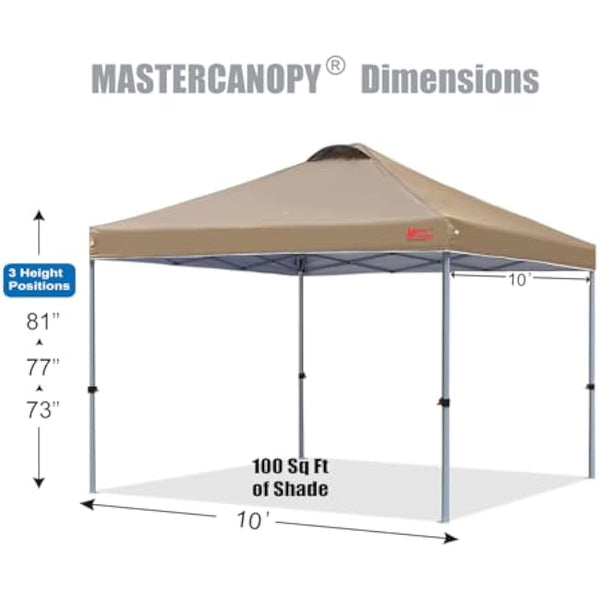 MASTERCANOPY Durable Ez Pop-up Gazebo Tent with Roller Bag (3x3M,Khaki)