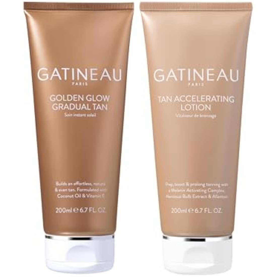 Gatineau - Tan Accelerating Lotion (200ml) + Golden Glow Gradual Tan (200ml) Duo Set, Total Body Glow, Natural Tanning For Face and Body