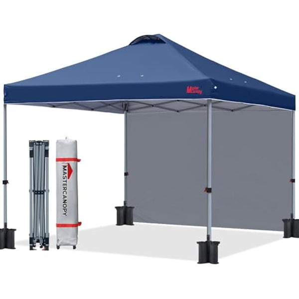 MASTERCANOPY Durable Ez Pop-up Gazebo Tent with 1 Sidewall (3x3M,Navy Blue)