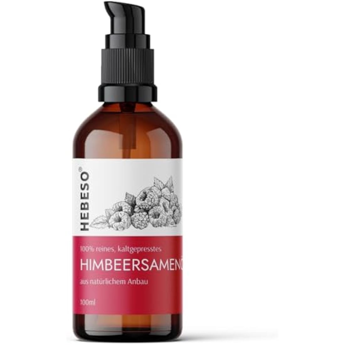 HEBESO - Raspberry seed oil 100% - Cold-Pressed 100ml - Anti-aging, nourishing, rich in vitamins A/E, EFAs - Treats wrinkles, fine lines, dry skin - Face care