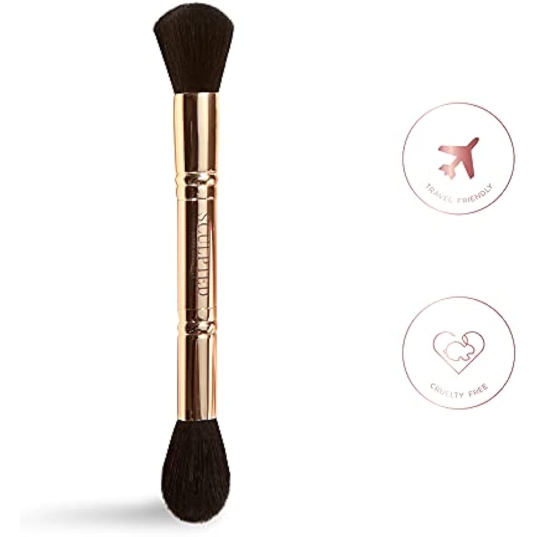 Double-Ended Sculpting Duo Makeup Brush from Sculpted by Aimee - 2 in 1 Cruelty-Free, Vegan Bronzer and Highlighter Brush