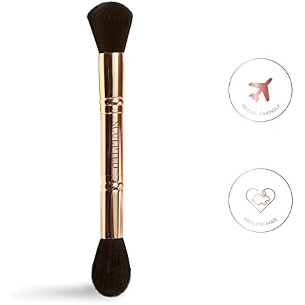 Double-Ended Sculpting Duo Makeup Brush from Sculpted by Aimee - 2 in 1 Cruelty-Free, Vegan Bronzer and Highlighter Brush
