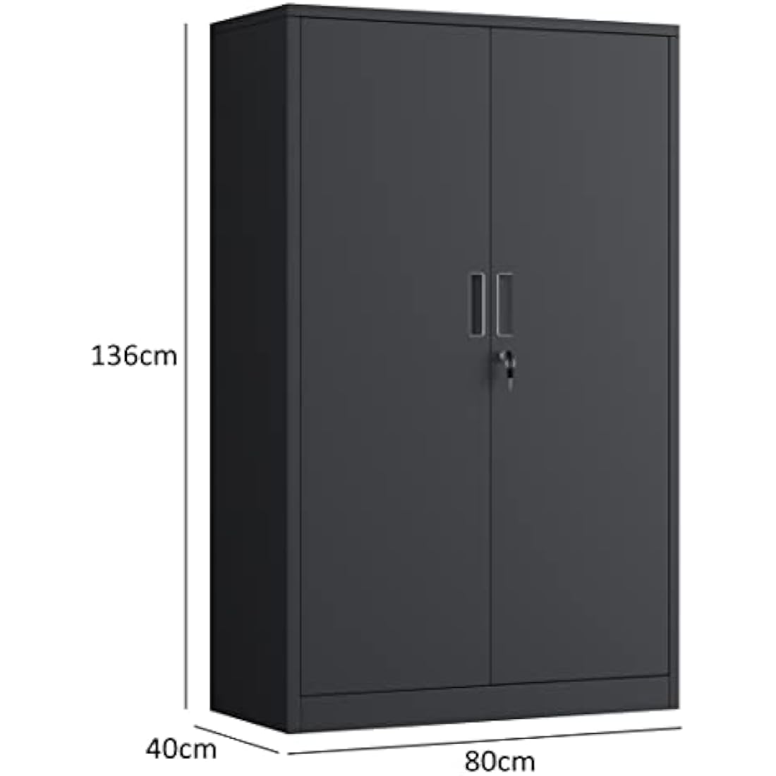 iJINGUR Metal Storage Cabinet with Locking Doors and 3 Adjustable Shelves, Lockable Steel Storage Cupboard for Home Office Garage Pantry (Black)
