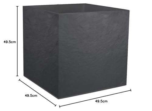 EDA Square Flower Pot, Anthracite Grey, 50 cm