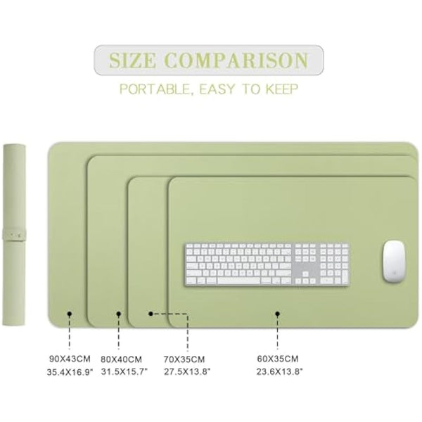 Desk Pad Large, DOBAOJIA Desk Mat, Laptop Mat, Writing Pad, Desk Blotter, Extended Mouse Mat, Large Mouse Pad for Office/Home, PU Leather Waterproof +Suede Non-Slip 27.5" X 13.8" (Light Green)
