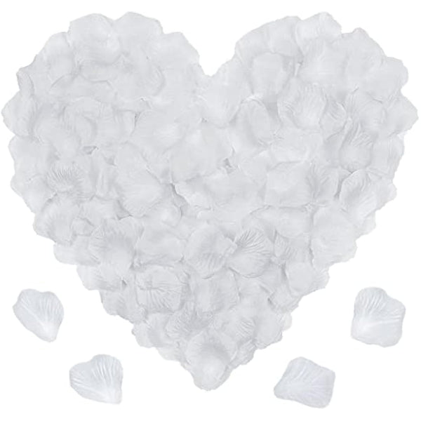 JCF 2000 Pieces Rose Petals, Artificial Flower Petals, No-Taste Emulation Roses Petals for Bedroom Wedding Valentine's Day Anniversary Party Romantic Decorations(White)