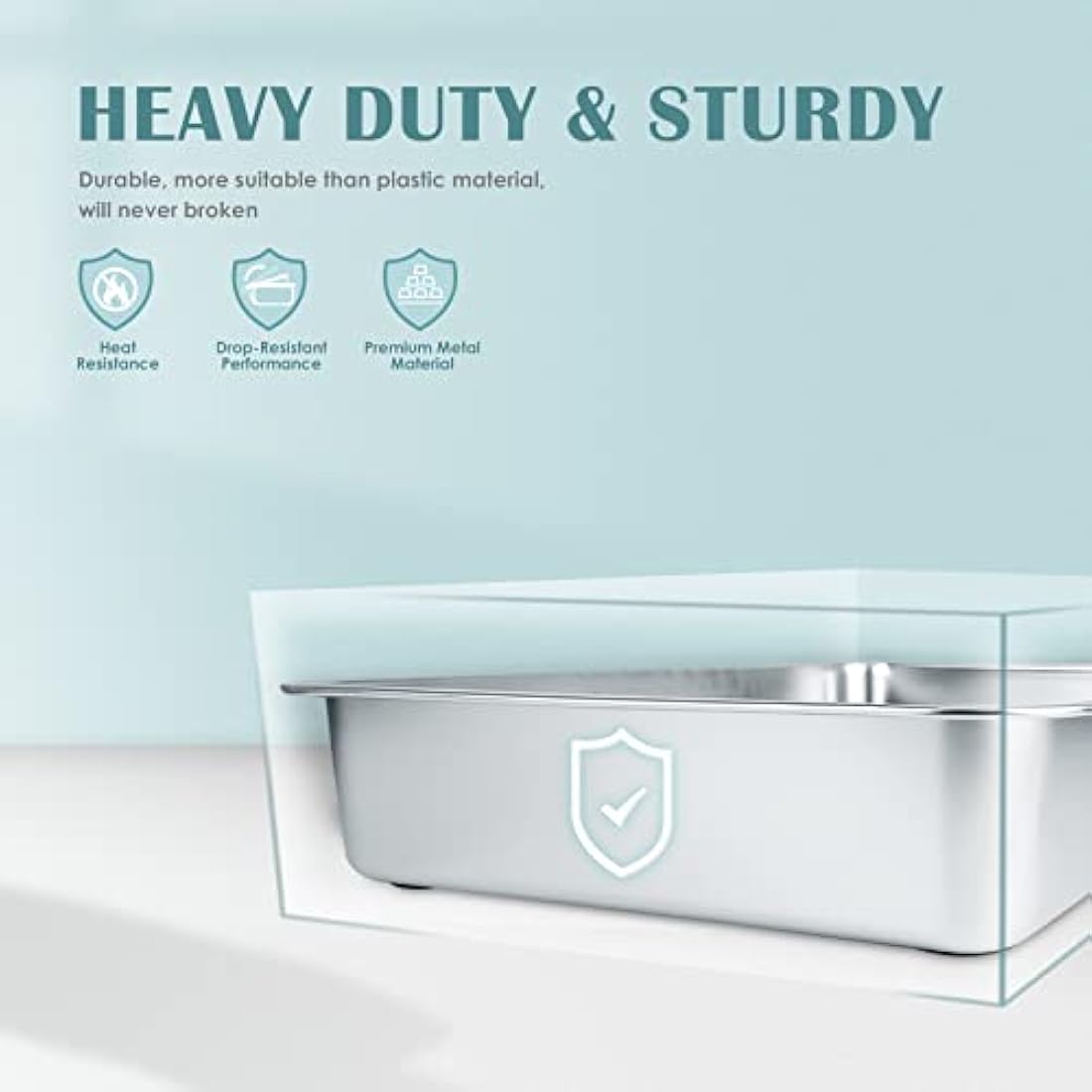 IKITCHEN Stainless Steel Cat Litter Box, Large Metal Litter Pan for Cats Rabbits, Never Absorbs Odors,Stain Free, Rustproof, Non Stick Smooth Surface, Anti-slip Rubber Bottom, 17.7"L x 13.7"W x 4"H