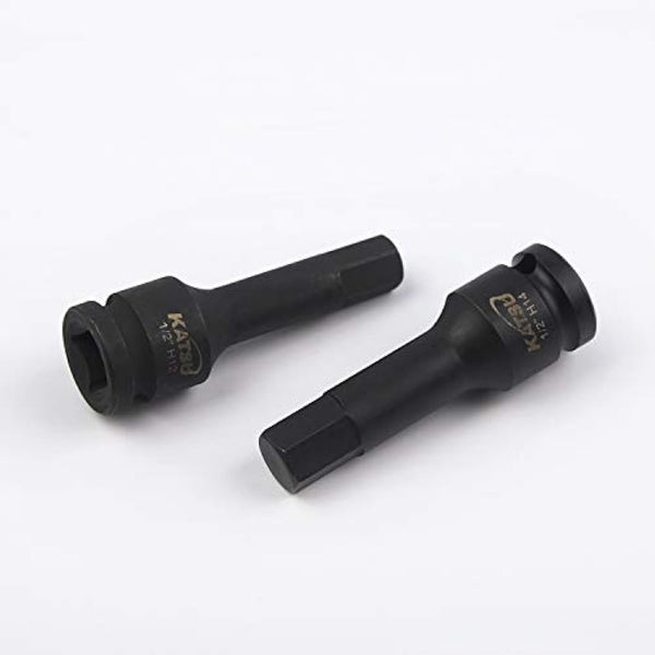 KATSU 1/2 Inch Drive Hex Allen Deep Impact Socket Set 8PCs 5-19mm Heavy Duty Metric Socket Bits, High Grade Chrome-Moly Steel, Automotive Trucks Tractors Engines Repairing Tool 420410