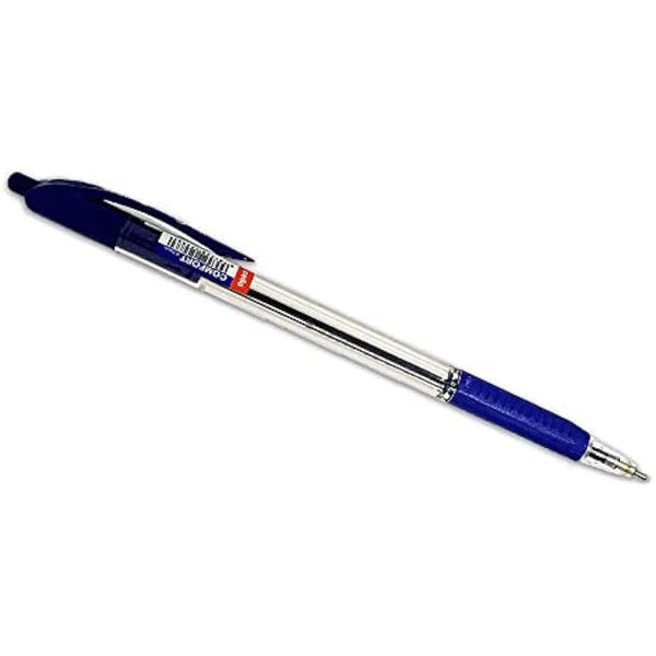 Cello Comfort Blue Ballpoint Pens - Premium Retractable Biro Pens with Ergonomic Grip, Medium Point 1.0mm, Blue Ink,Pack of 12 - Ideal for Office, School & Home Writing