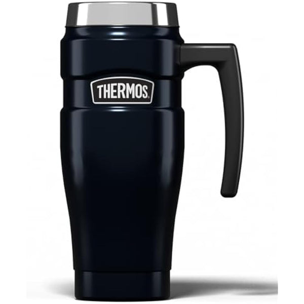 Thermos Stainless King Midnight Blue Travel Mug (470ml), Reusable Insulated Stainless Steel Coffee Cup for Hot or Cold Drinks, Vacuum Sealed Water Flask with a Leak-Proof Lid, 7hr Hot/18hr