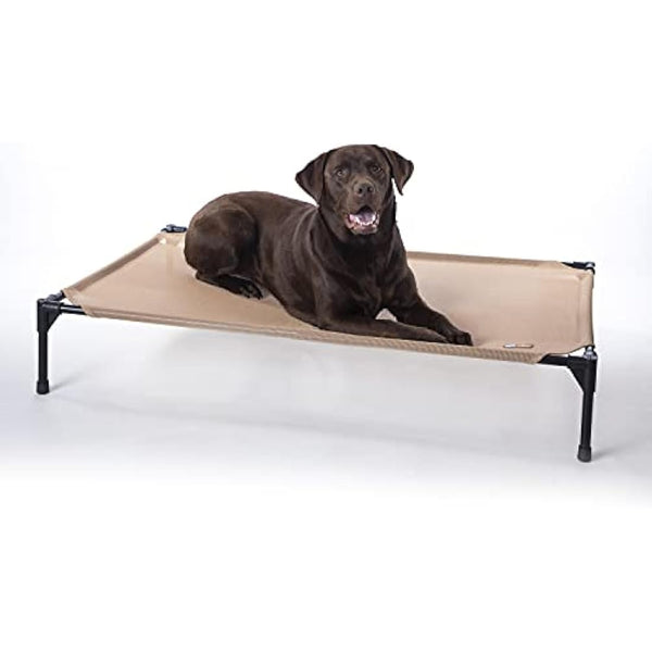 K&H Pet Products Original Pet Cot Elevated Pet Bed All Season Tan Mesh Large 30 X 42 X 7 Inches