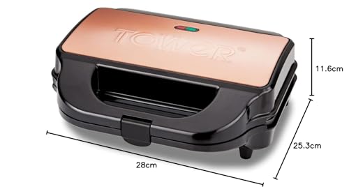 Tower T27032 3-in-1 Deep Filled Snack Maker with Non-Stick Coated Plate and Automatic Temperature Control, 900W, Stainless Steel