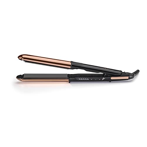 BaByliss Straight and Curl Brilliance Hair Straighteners - Curved Metal Design Easy Styling, Smoothing Titanium Plates, Ionic Anti-Frizz, Fast 15 Second Heat Up, 5 Heat Settings Up to 235°C, 2481U
