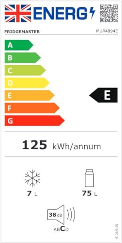 Fridgemaster MUR4545 Small Table Top 45cm Mini Fridge - 45 L - Mechanical Control with Adjustable Thermostat - Reversible Door - 39 dB Low noise - Broad Climate Design - White - E Rated